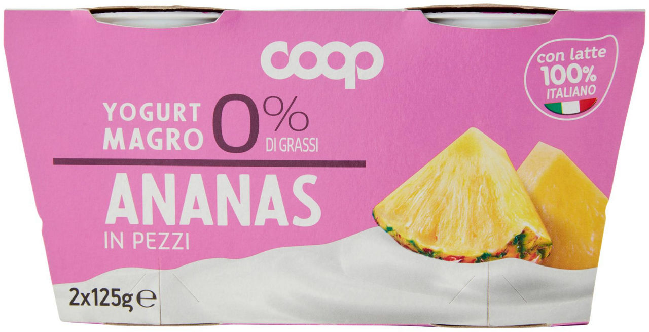 Yogurt magro coop 0% ananas 2x125 g