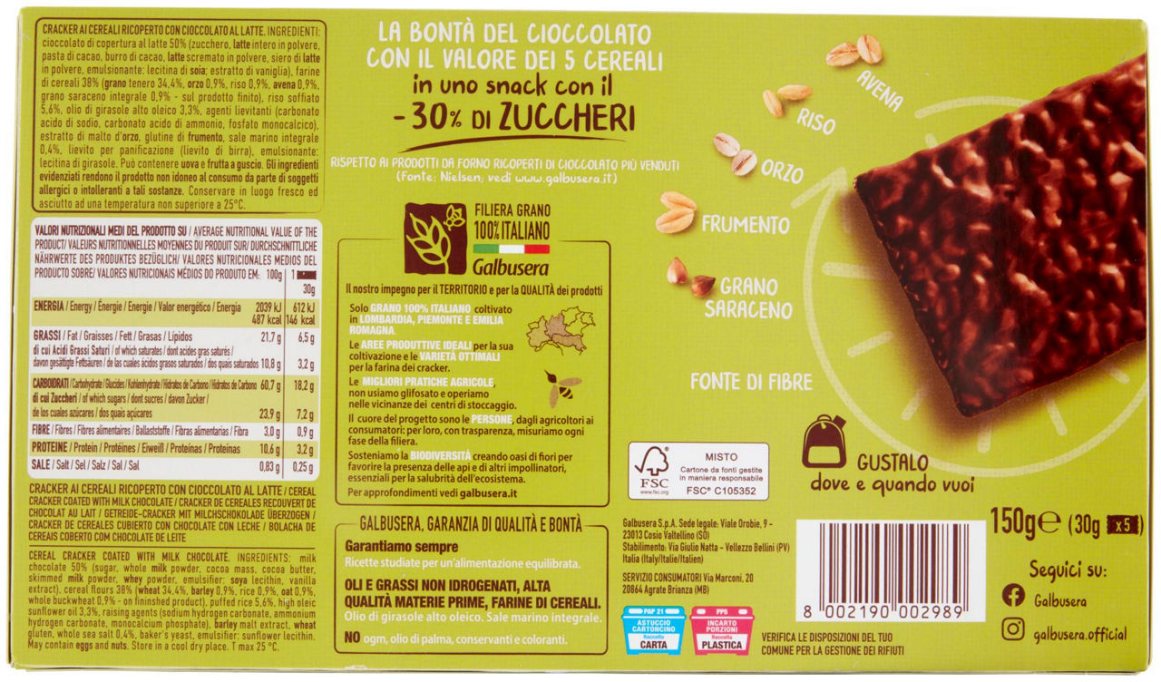 CRACKER RICOPERTO CIOCCOLATO CEREALIG  GALBUSERA G 150 - Immagine 21