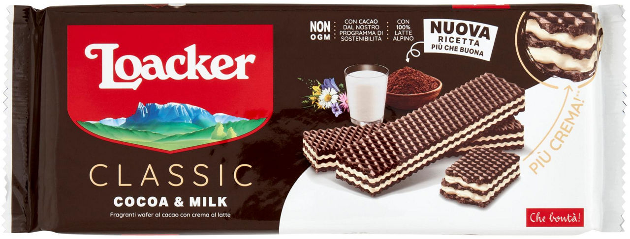 Wafer classic cocoa&milk loacker g 182