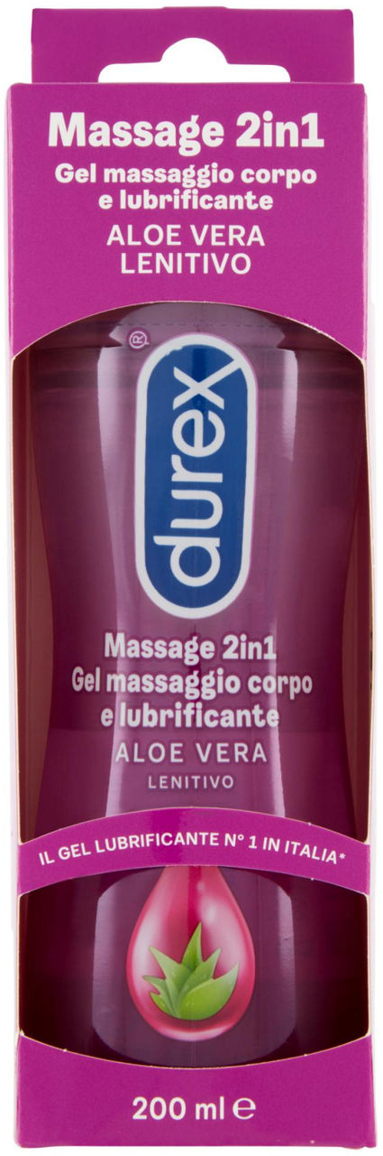 Gel massaggio corpo e lubrificante durex massage 2 in 1 aloe vera ml 200