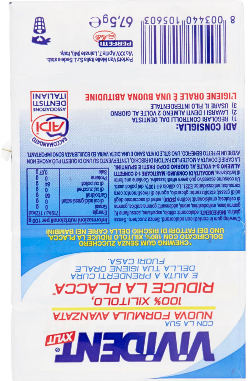CHEWING GUM VIVIDENT XYLIT PERFETTI MULTIPACK PEZZI 5 G 67,5 - 2