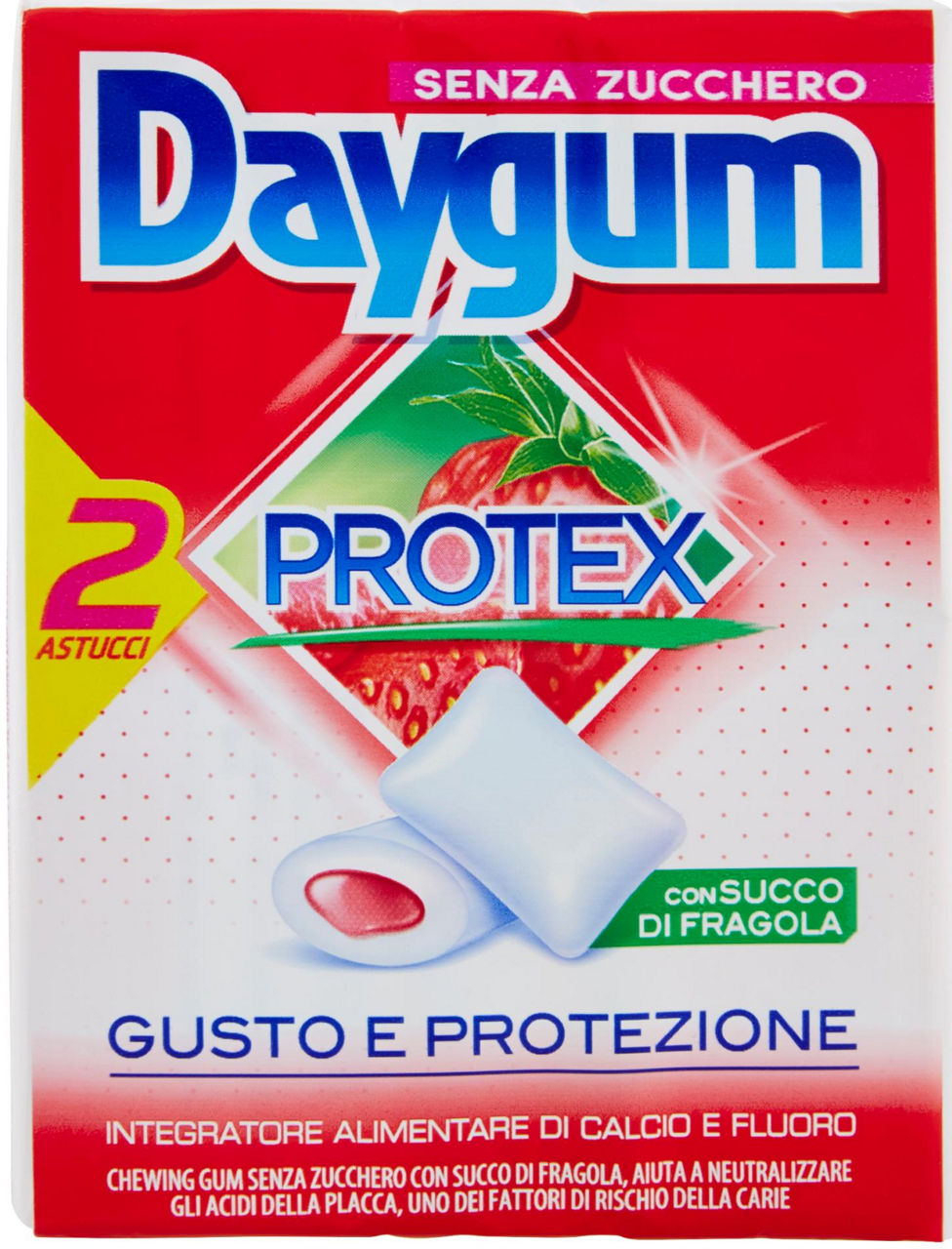 Chewing gum daygum protex fragola perfetti multipack gr 30 x 2 pezzi