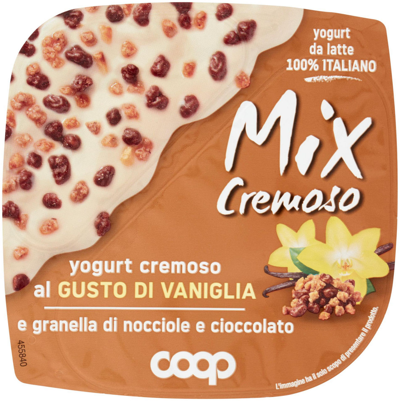Mix cremoso coop yogurt vaniglia c/granella d/nocciola e cioccolato bicomp 150g