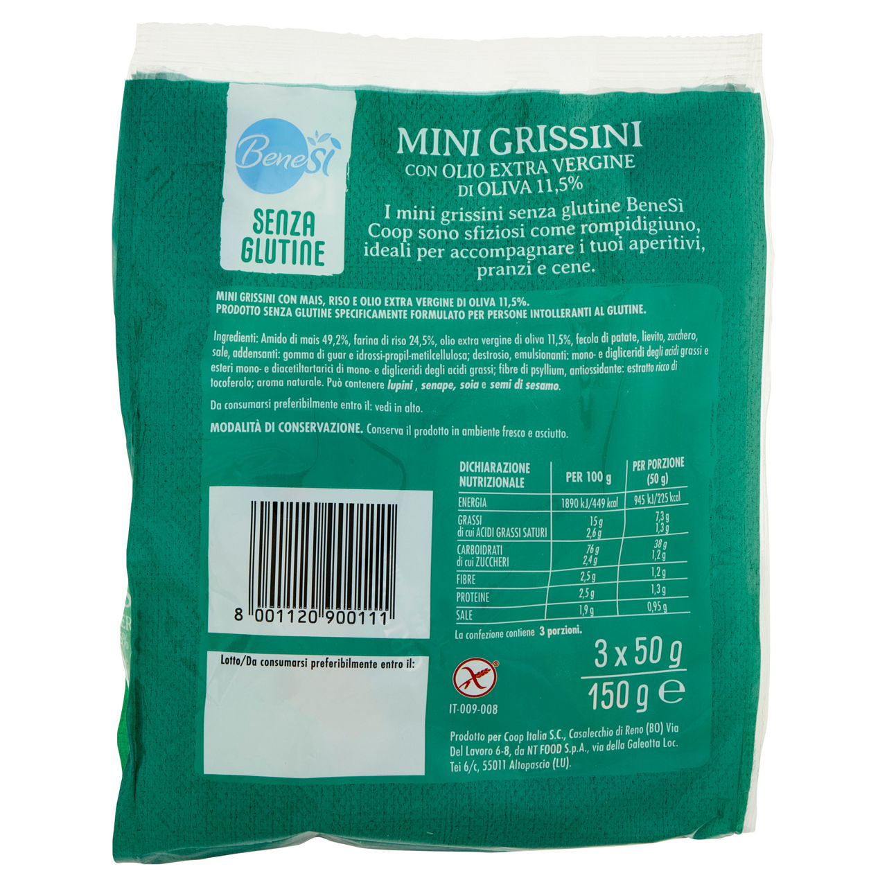 Mini grissini con olio extra vergine di oliva 11,5% senza glutine 150 g - Immagine 21