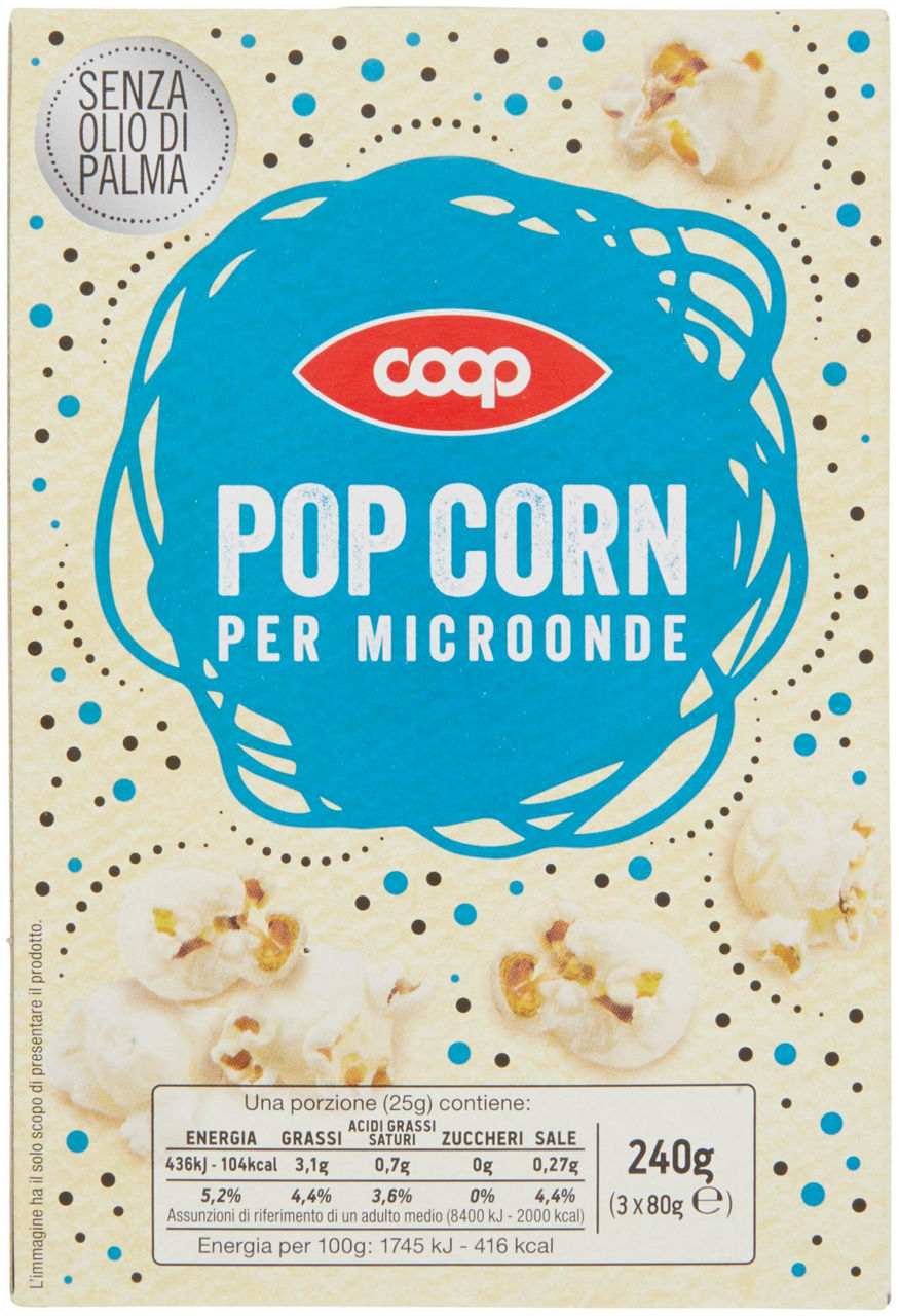 POP CORN MICROONDE COOP NO PALMA SCATOLA PZ.3 X GR. 80 - 2