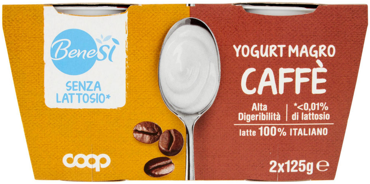 Yogurt delattosato bene si' coop caffe’ g 125x2