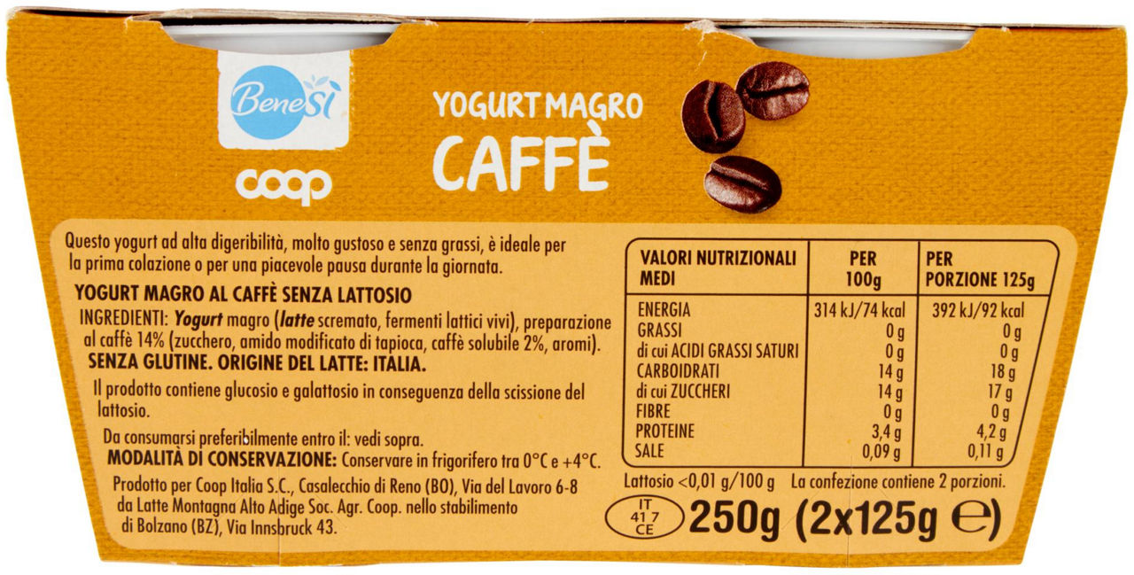YOGURT DELATTOSATO BENE SI' COOP CAFFE’ G 125X2 - 2