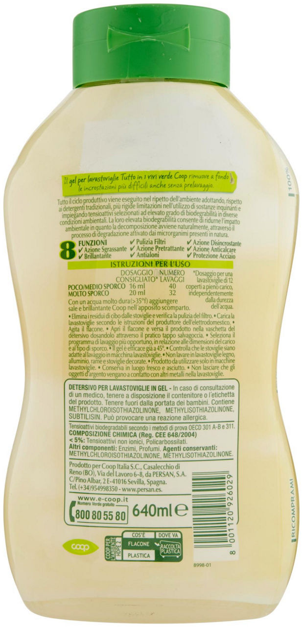 gel lavastoviglie Tutto in 1 8 Funzioni Vivi Verde 640 ml - 2