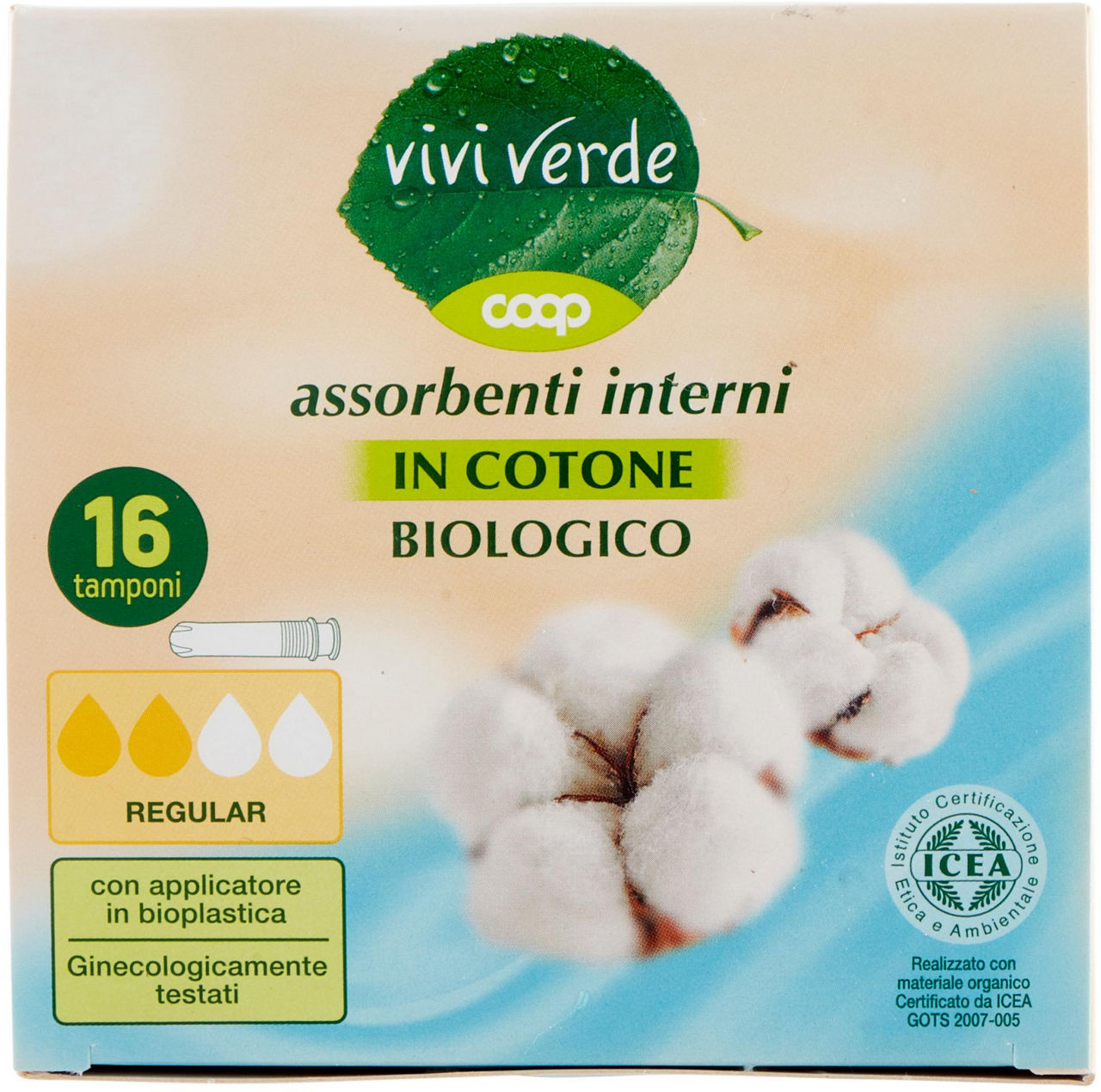 assorbenti interni in Cotone Biologico Regular tamponi Vivi Verde 16 pz - 4