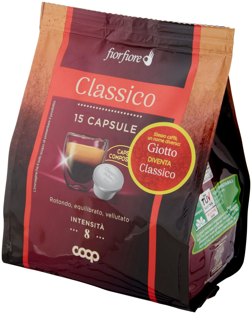 CAFFE' CLASSICO IN CAPSULE COMPOSTABILI GIOTTO FIOR FIORE COOP PZ 15 G 100 - 6