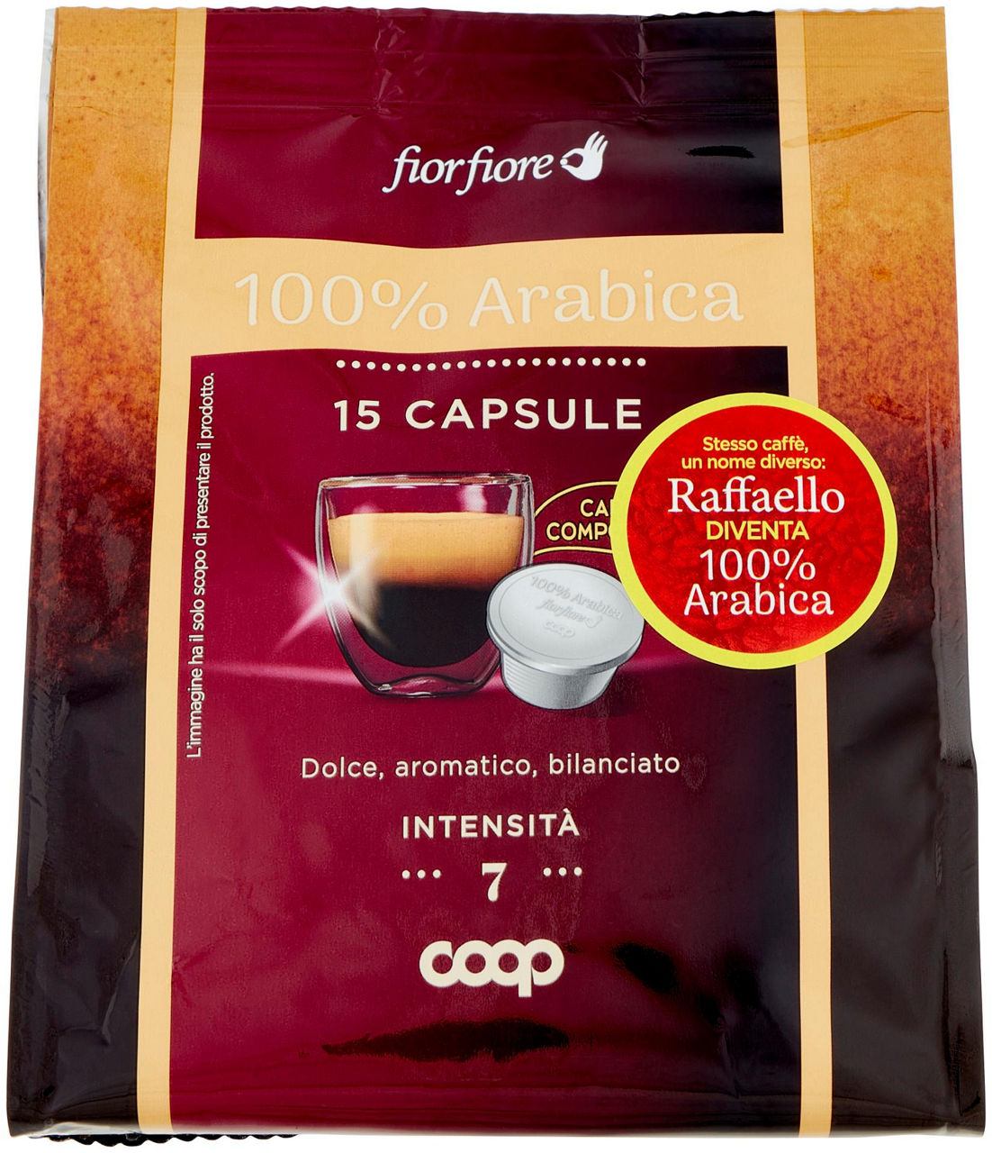 Caffe' 100% arabica capsule compostabili "raffaello" fior fiore coop pz 15 g 95
