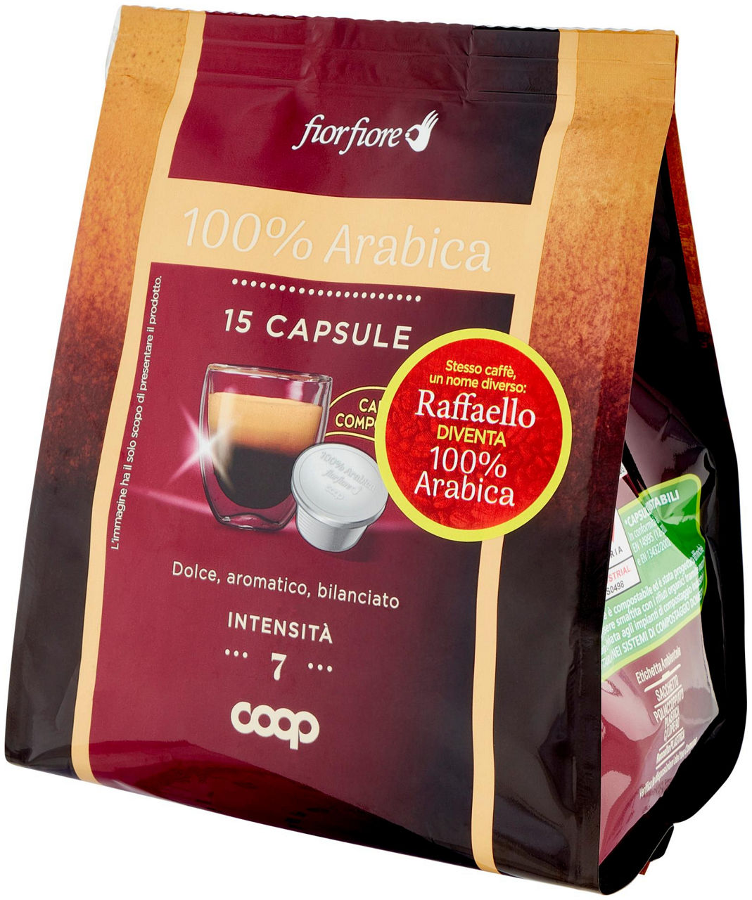 CAFFE' 100% ARABICA CAPSULE COMPOSTABILI "RAFFAELLO" FIOR FIORE COOP PZ 15 G 95 - 6