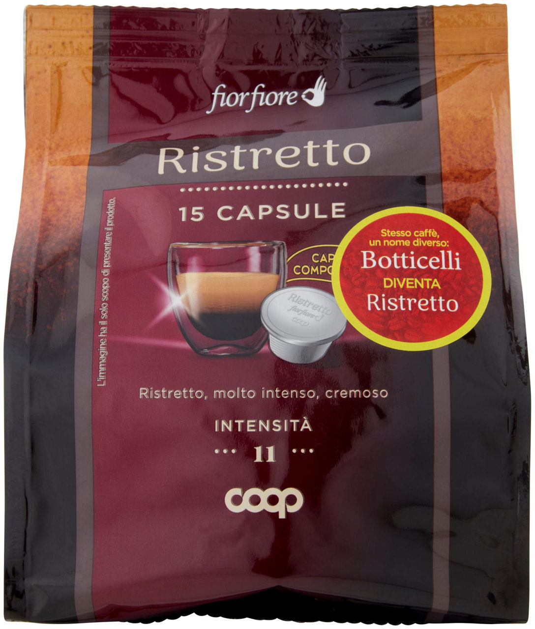CAFFE' RISTRETTO IN CAPSULE COMPOSTABILI "BOTTICELLI" FIOR FIORE COOP PZ 15 G 95 - 0