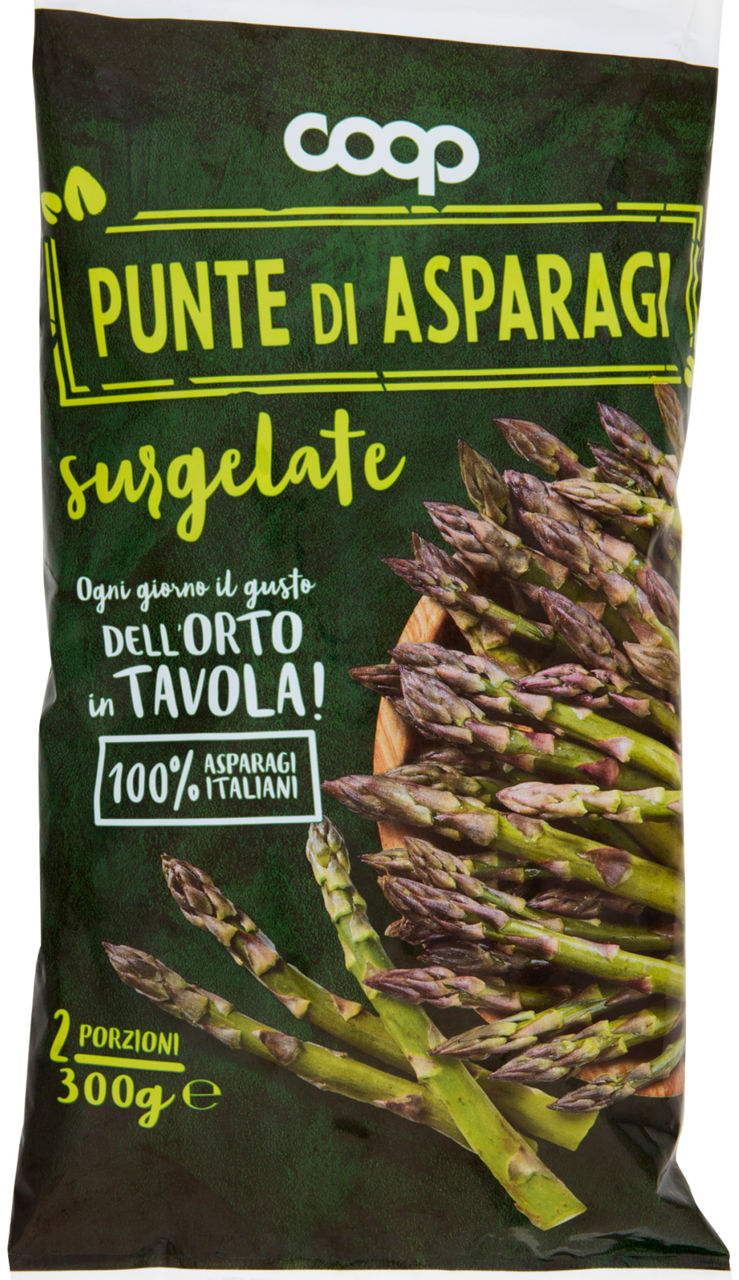 Punte di asparagi surgelati 100% italiani coop busta 300g