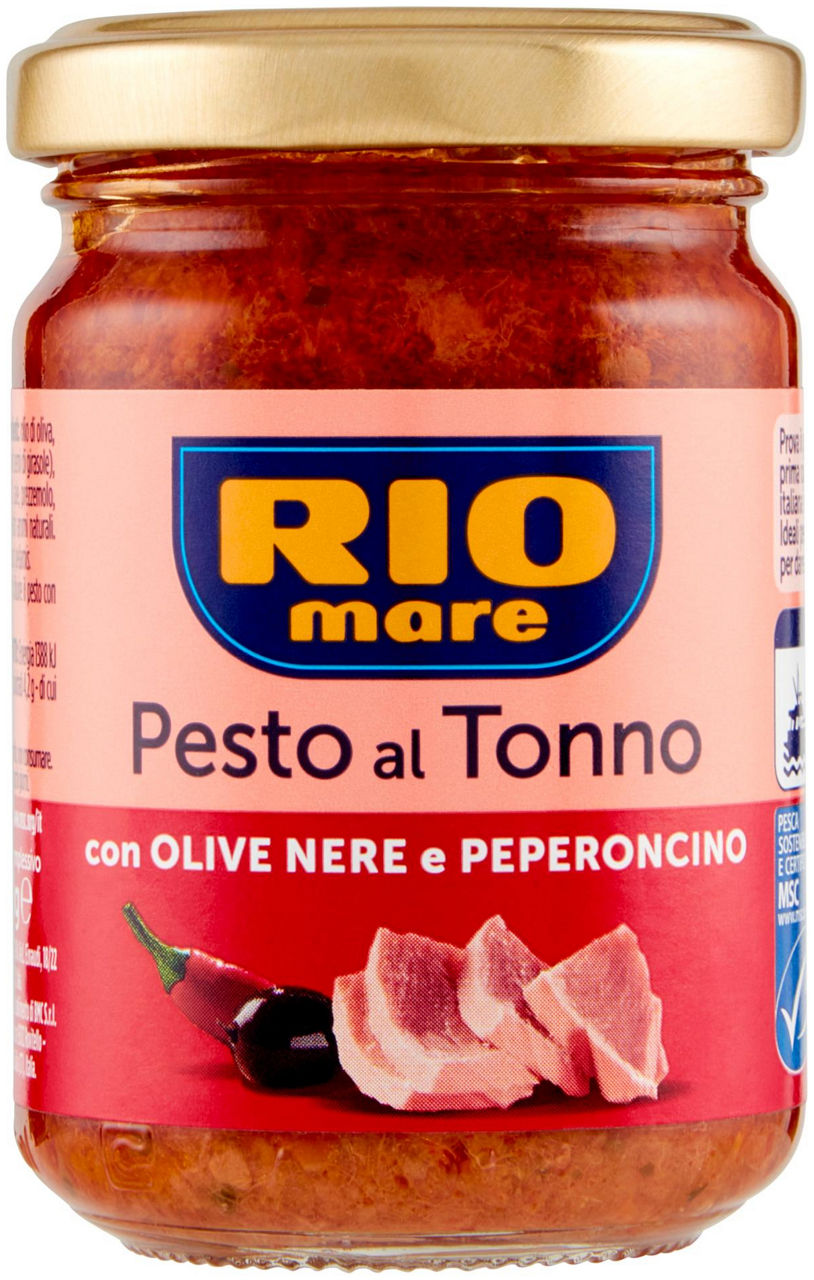 Pesto al Tonno con Olive Nere e Peperoncino 130 gr - Immagine 01