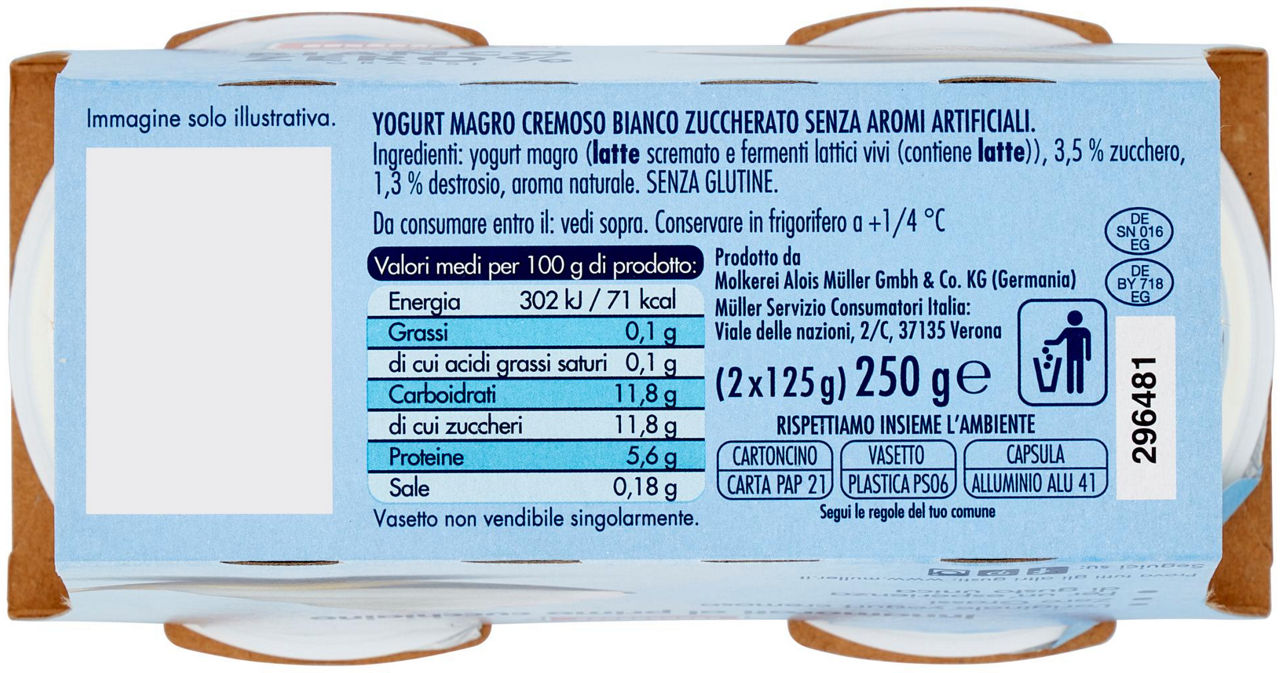 Yogurt cremoso bianco zero grassi 2 pz da 125 gr - Immagine 51