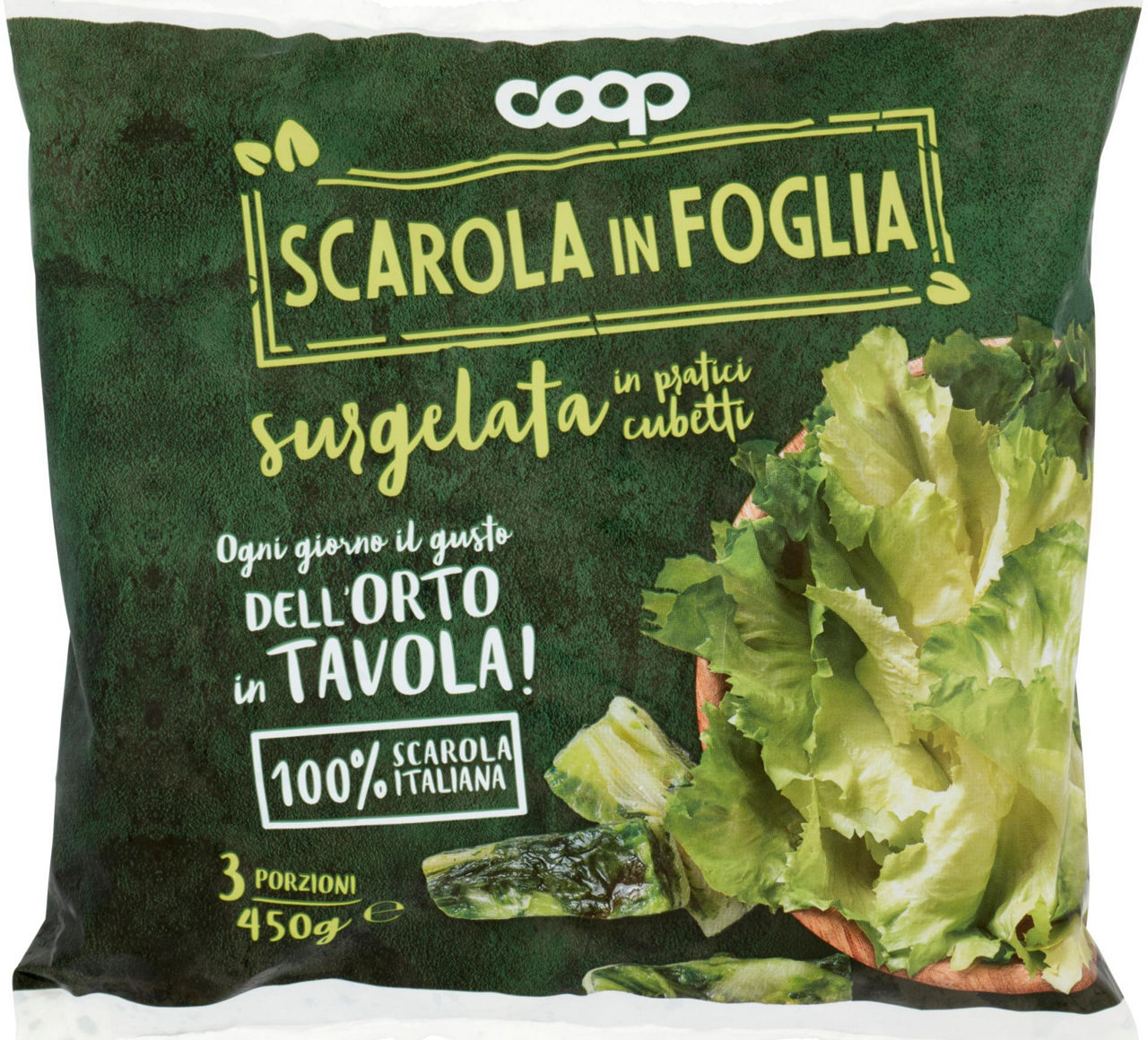 Scarola in foglia surgelata a cubetti 450 gr - Immagine 01