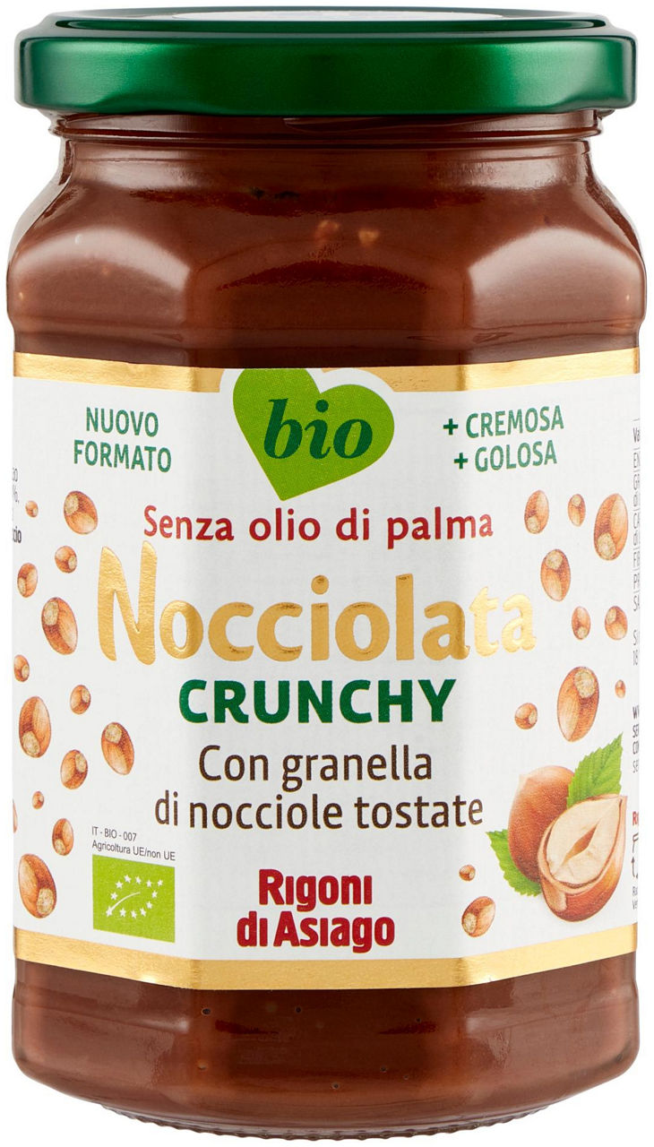Crema spalmabile di cacao e nocciole crunchy bio rigoni g 325