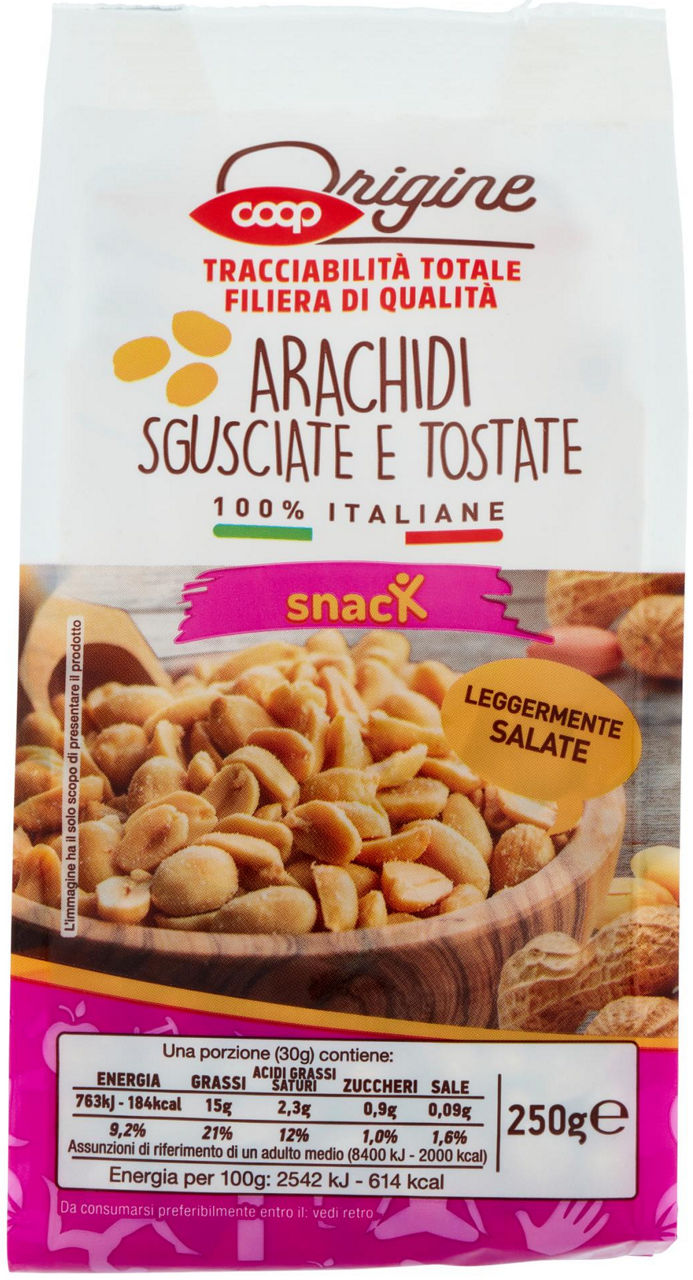 Arachidi Sgusciate e Tostate 100% Italiane Origine 250 g  - 0