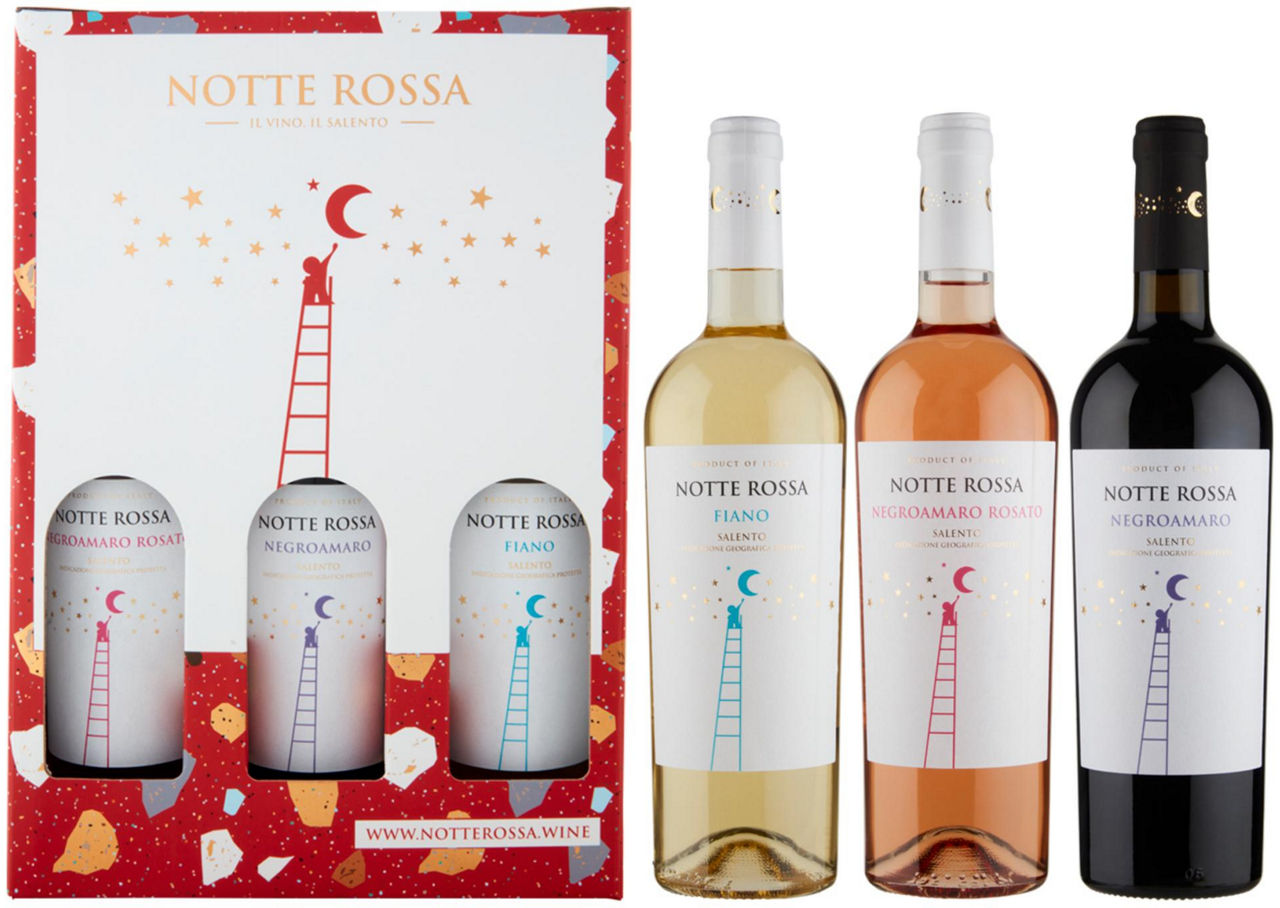 Valigetta vini igp rosato negroamaro fiano notte rossa ml 750 x 3