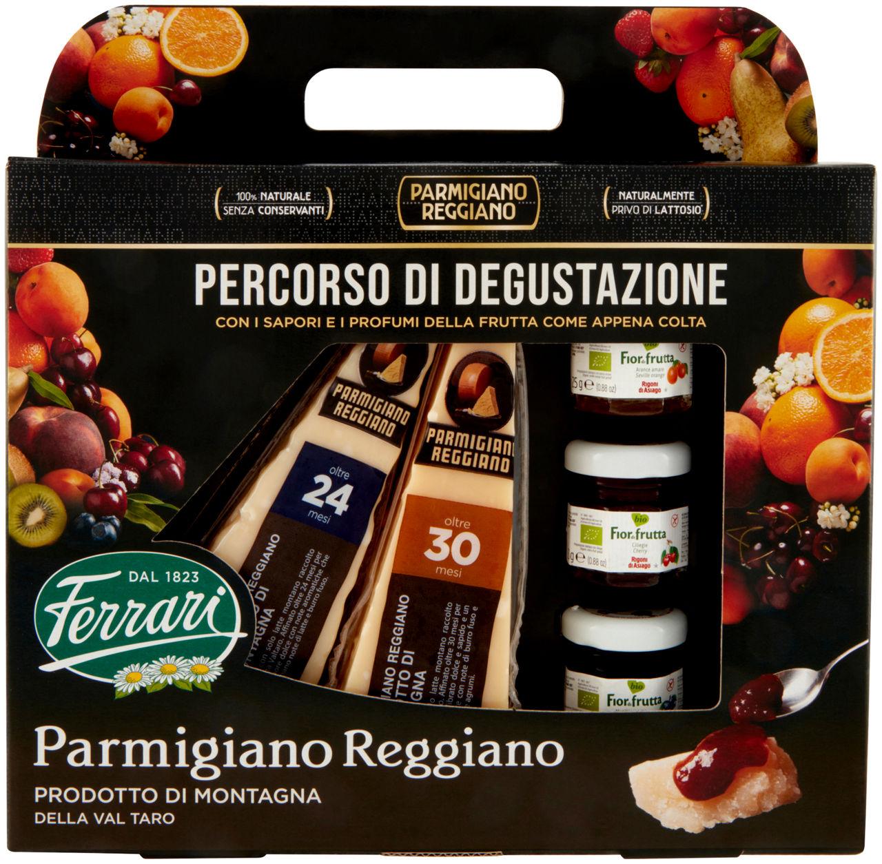 Confezione degustazione con parmigiano reggiano e salse di frutta 400 gr