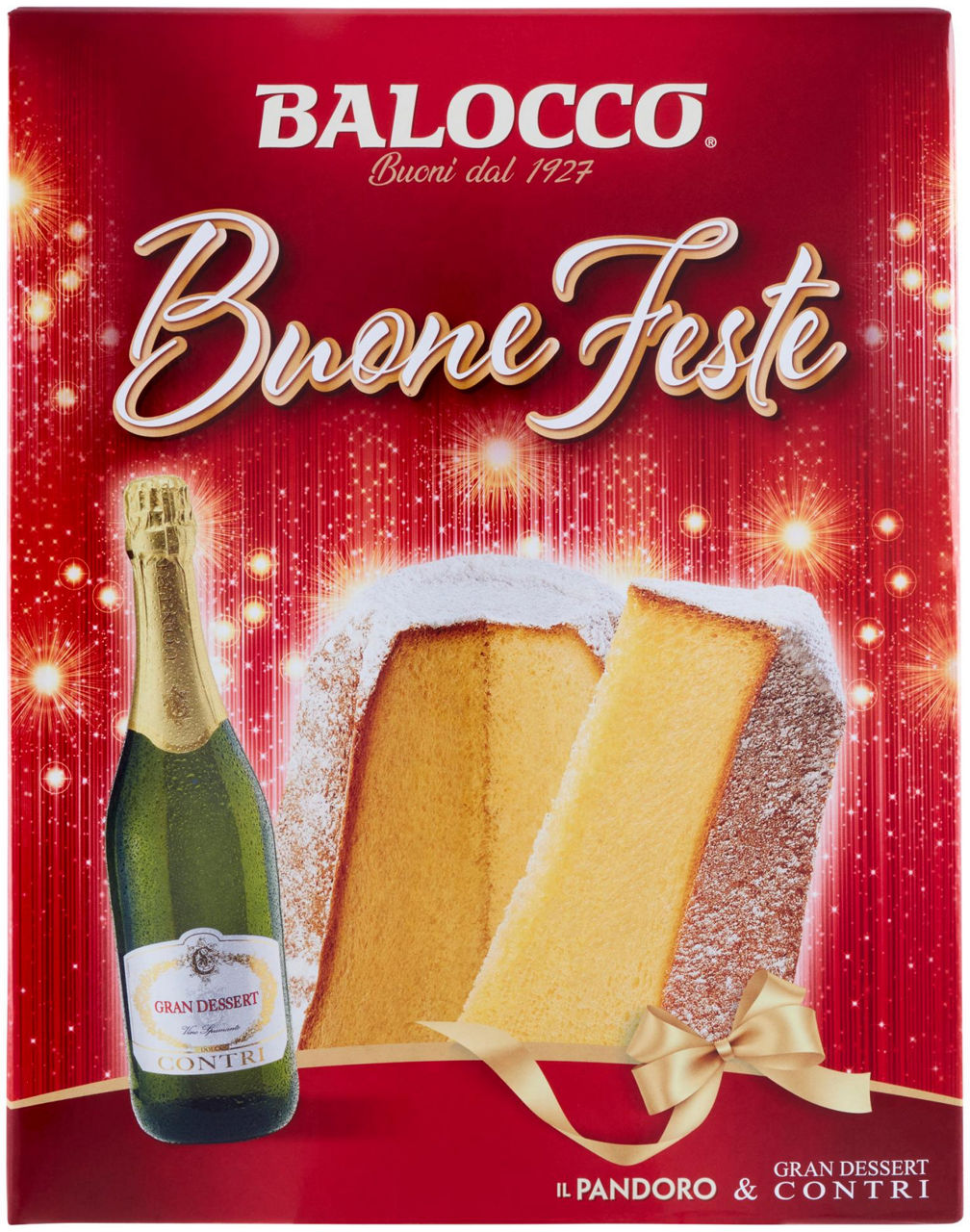 Buone feste pandoro 750gr+spumante contri 75cl.balocco