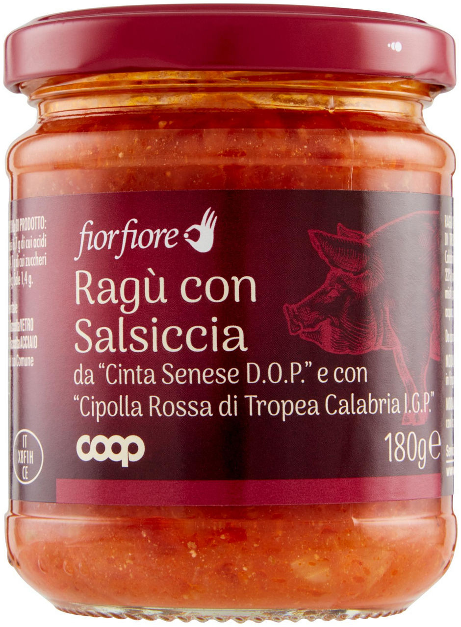 Ragù con salsiccia da "cinta senese d.o.p." e con "cipolla rossa di tropea calabria i.g.p." 180 g
