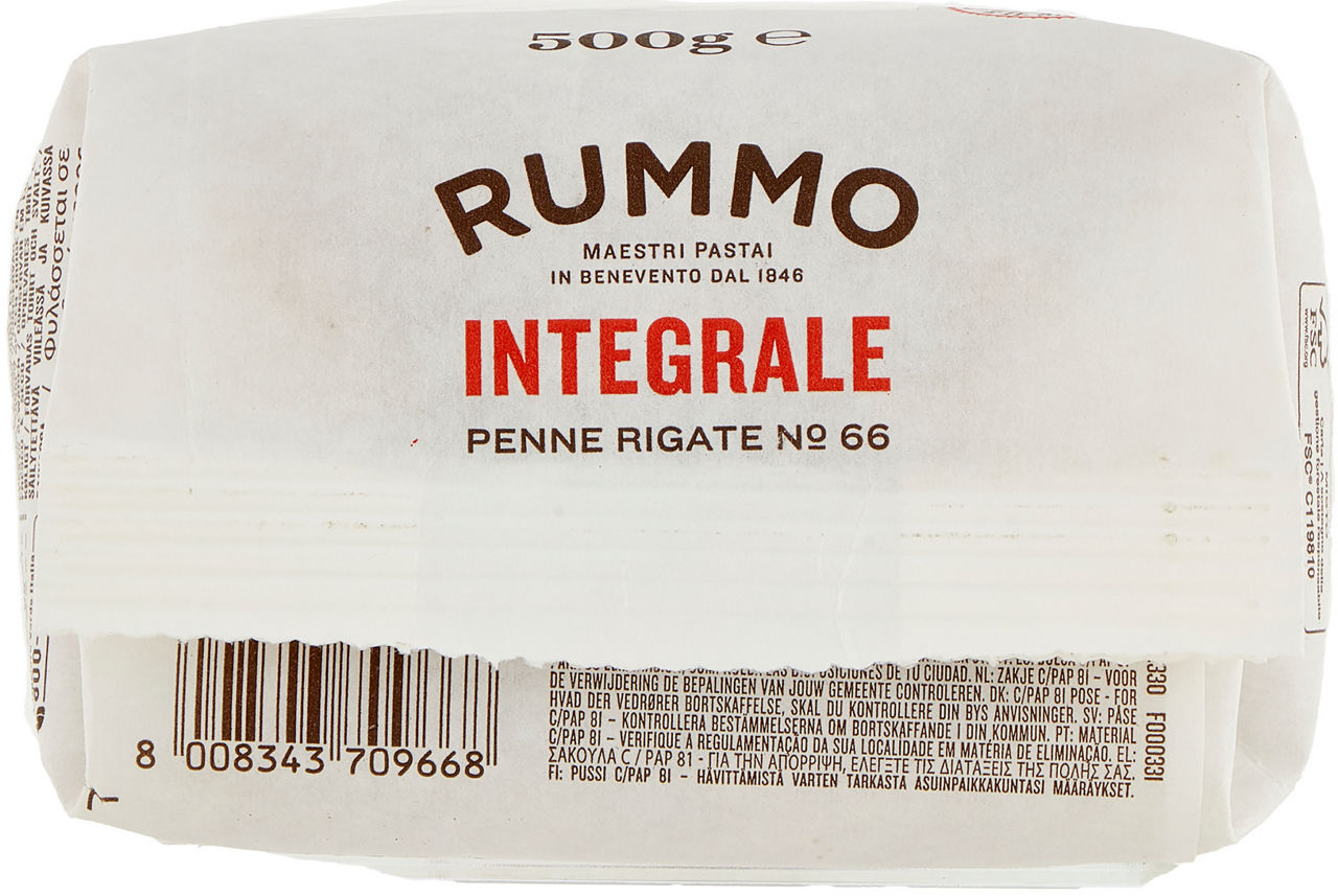 Pasta penne rigate integrali n°66 500 gr - Immagine 51