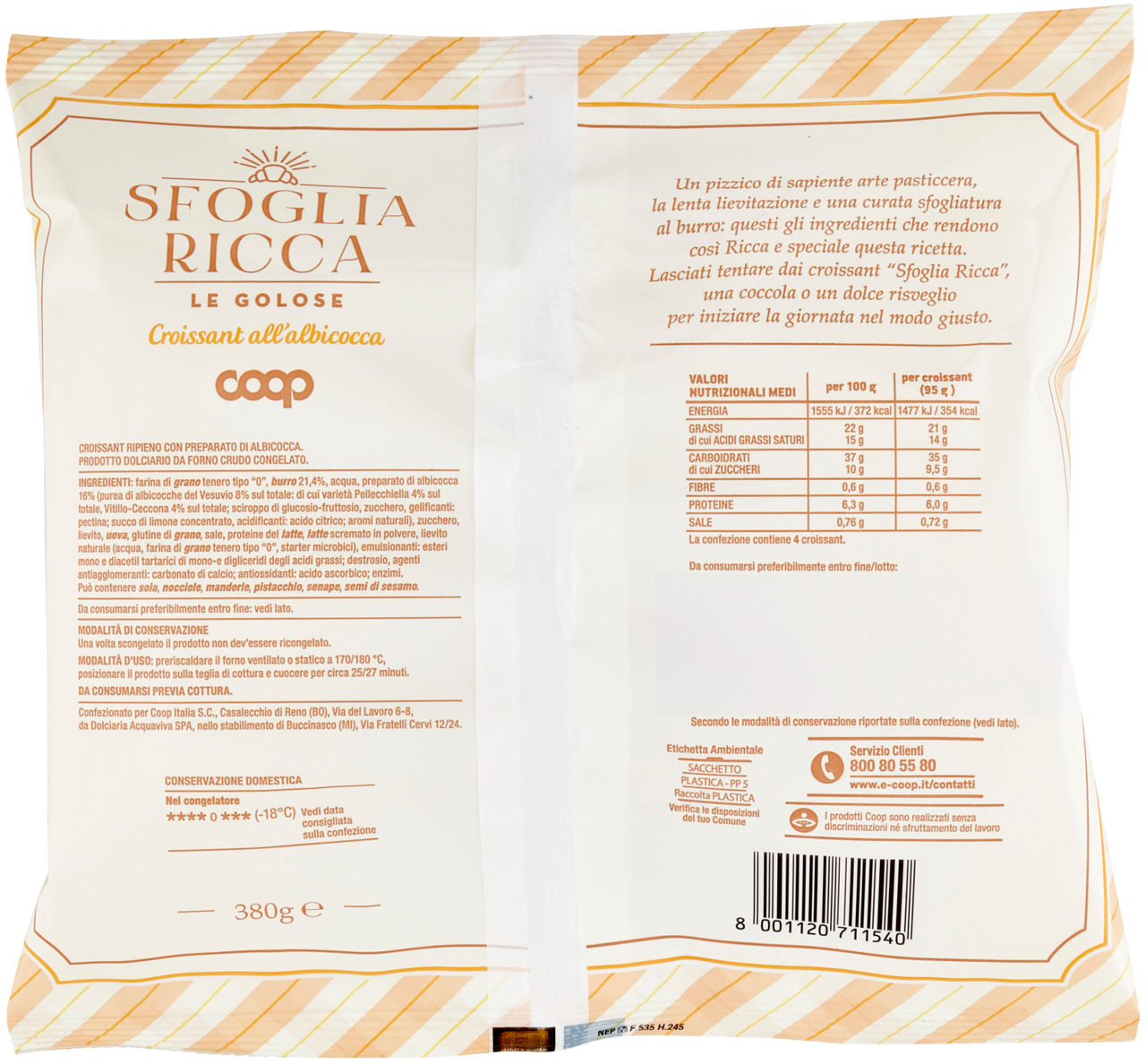 Sfoglia Ricca - Le Golose Croissant all'albicocca 4 x 95 g - 2