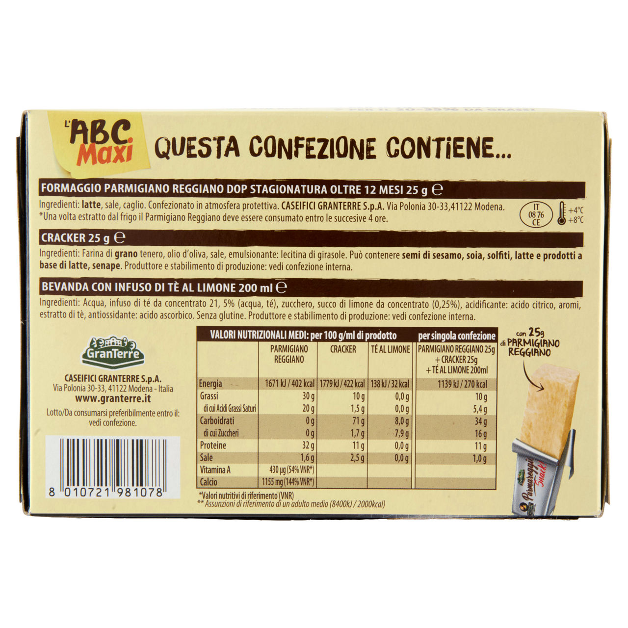 Merenda salata maxi cracker parmigiano e tè al limone 250 gr - Immagine 51