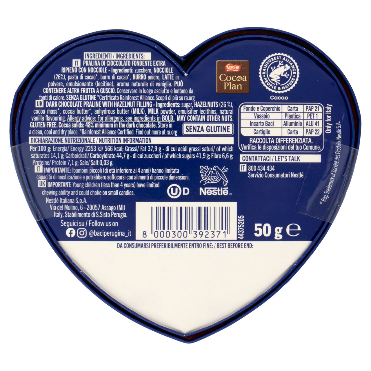 Cioccolatini baci scatola cuore 50  gr - Immagine 21