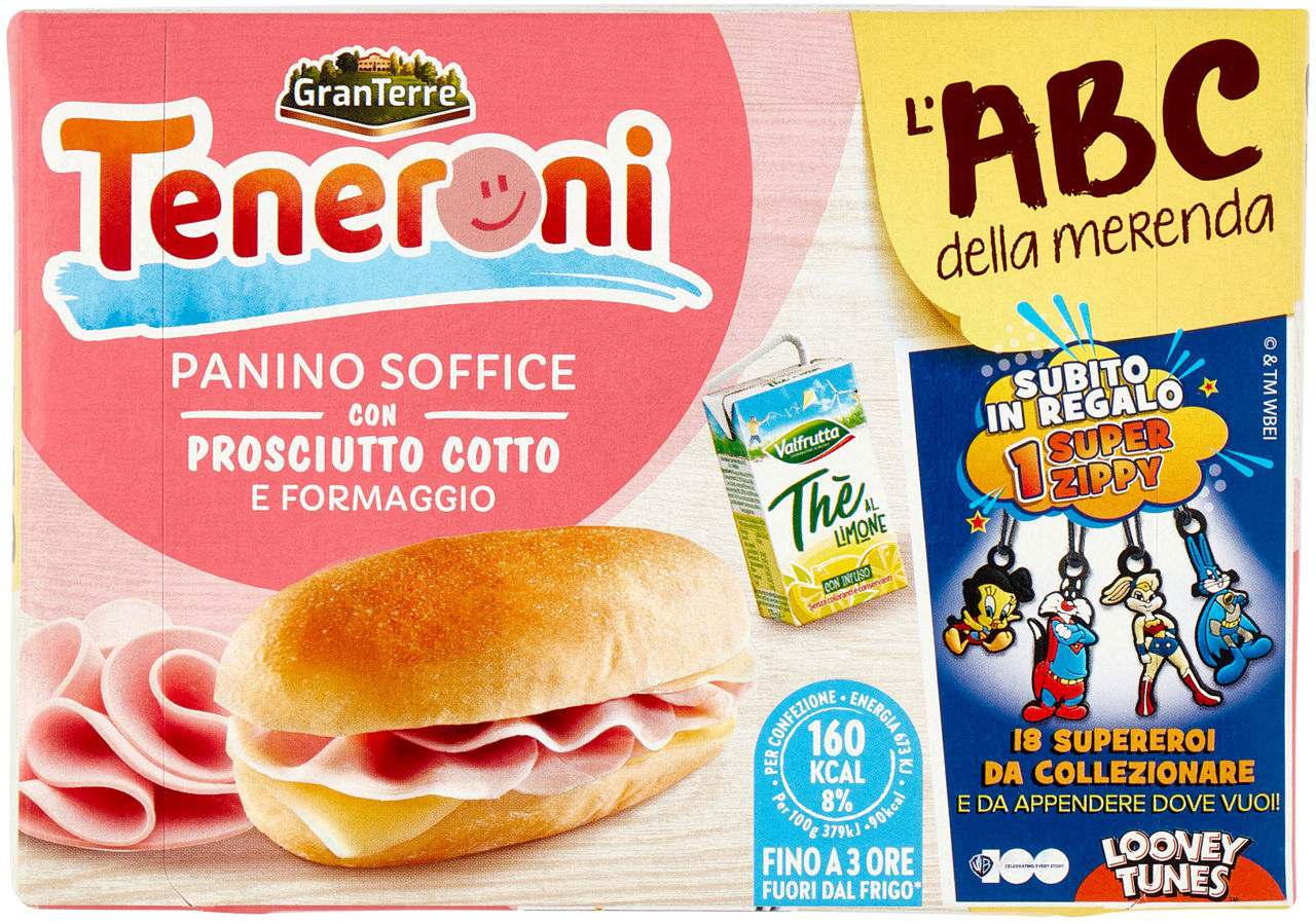 Merenda panino soffice con prosciutto cotto e formaggio e thè al limone 180 gr - Immagine 11