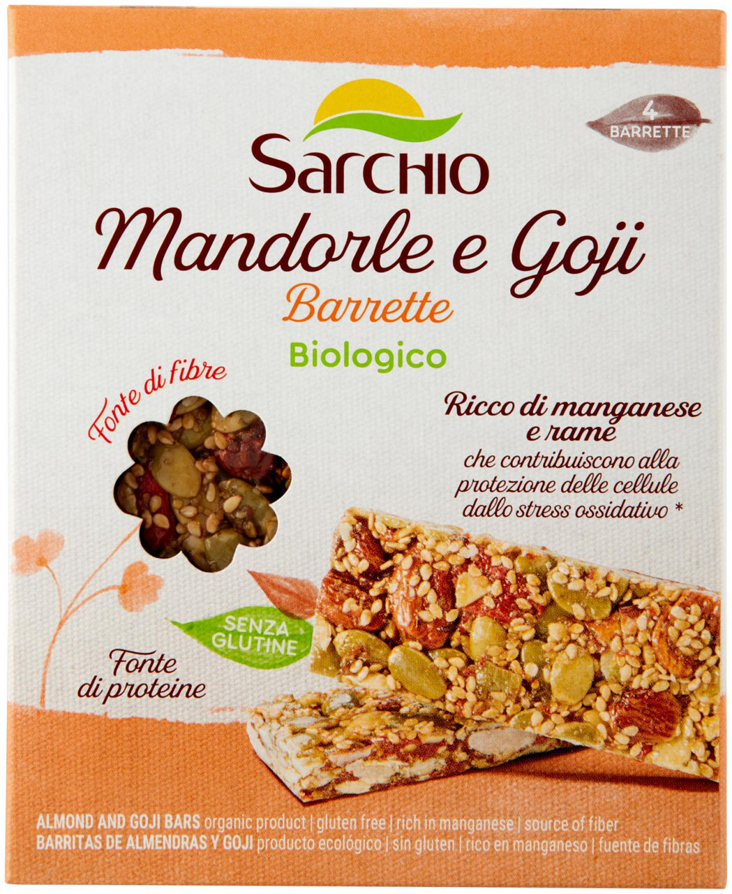 Snack mandorle e goji bio senza glutine sarchio scatola gr.80