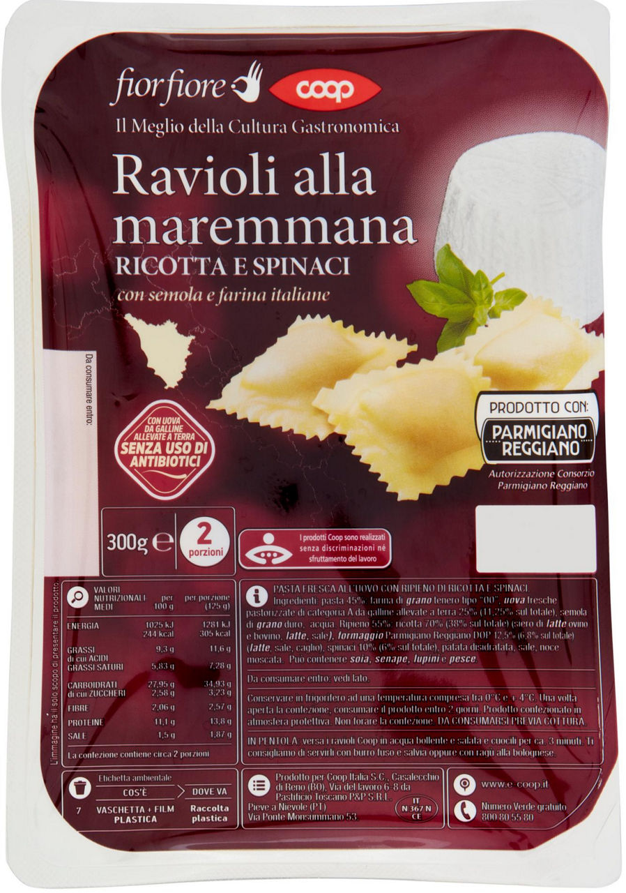 Ravioli freschi alla maremmana ricotta e spinaci 300 gr