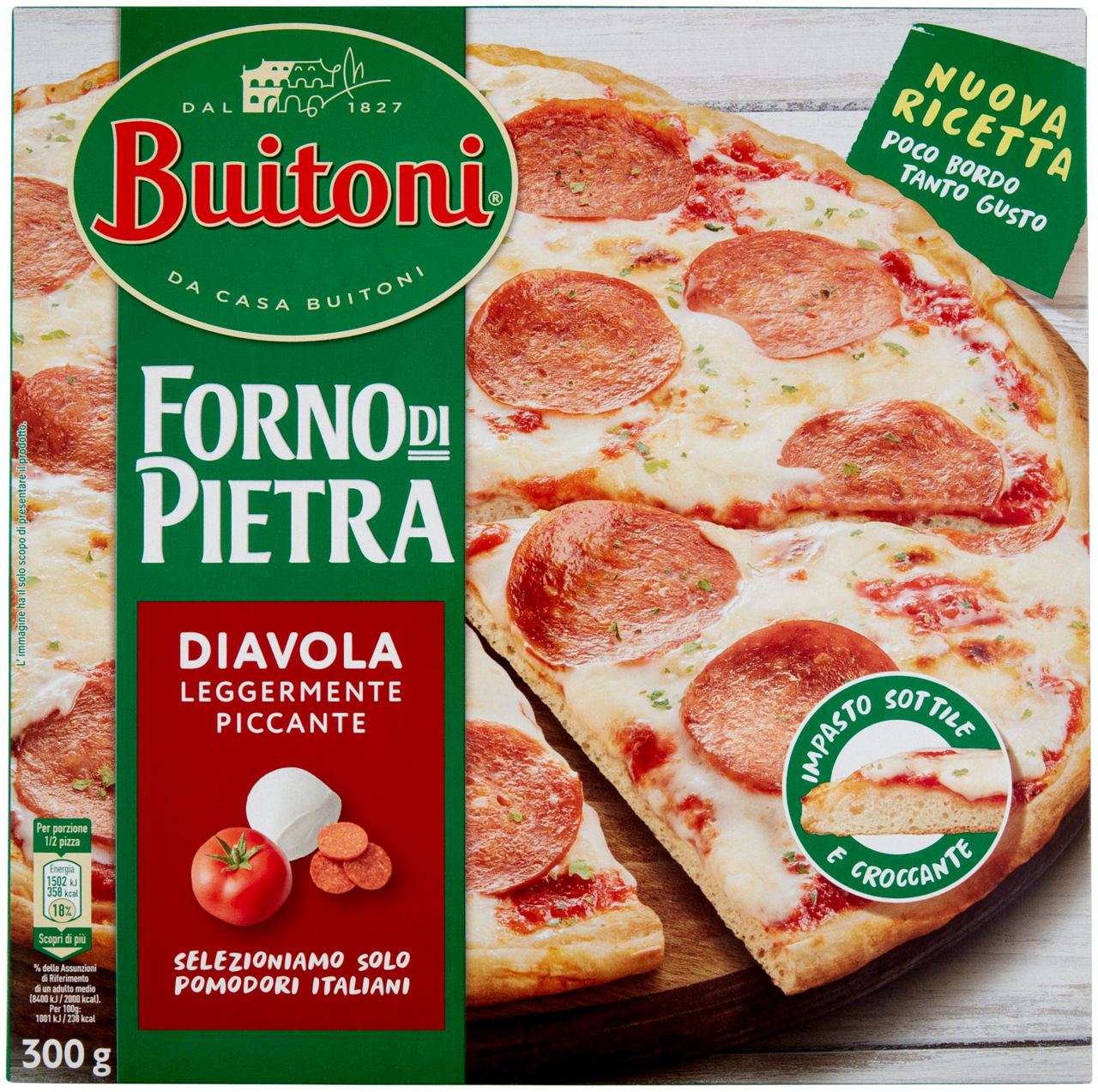 Pizza diavola leggermente piccante forno di pietra buitoni g 300
