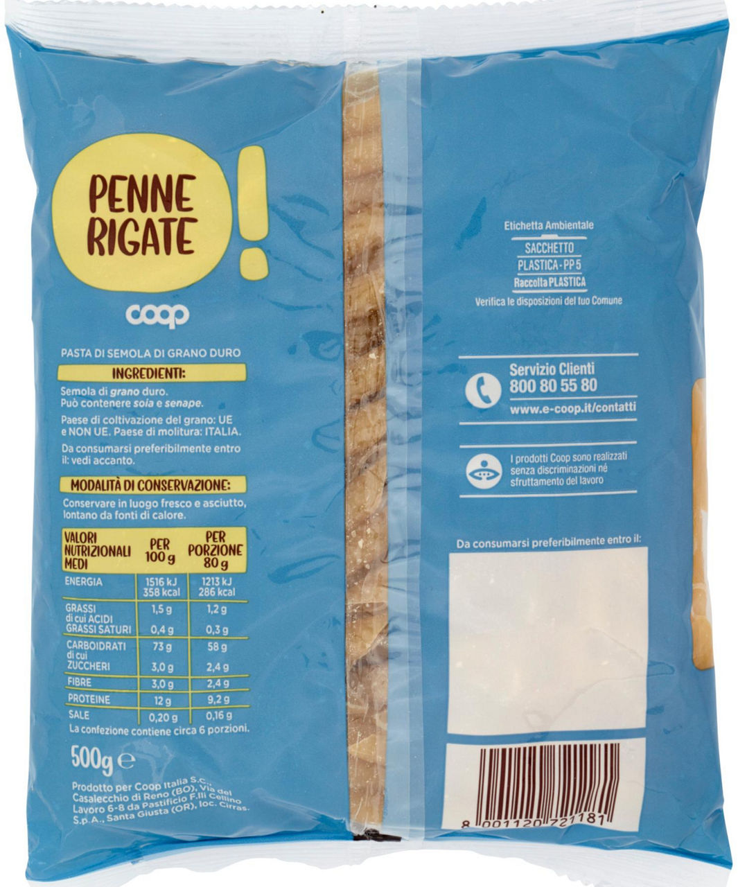 PASTA SEMOLA PENNE RIGATE COOP G500 - Immagine 21