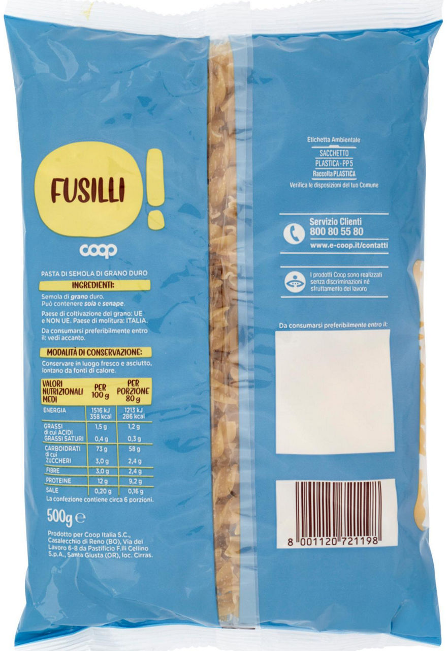 PASTA SEMOLA FUSILLI COOP G500 - Immagine 21