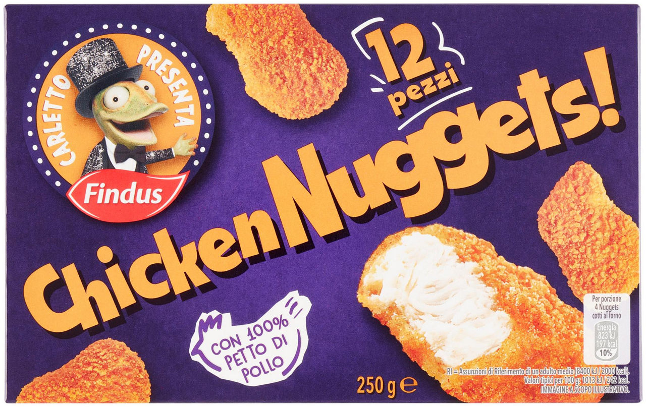 Delizie di pollo nuggets findus surgelati 12pz scatola 250g