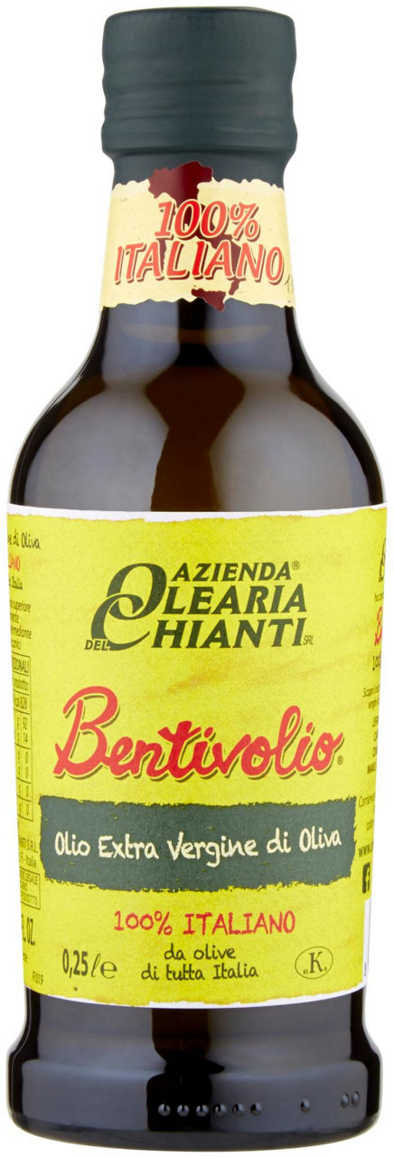 Olio extravergine di oliva filtrato 100% italiano az.olearia del chianti ml.250