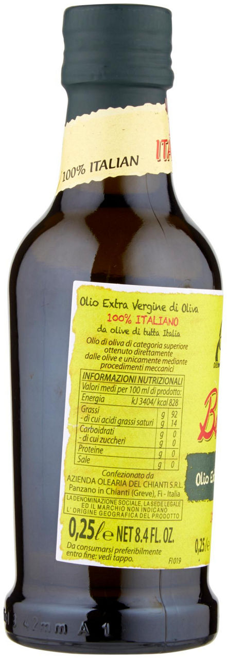 OLIO EXTRAVERGINE DI OLIVA FILTRATO 100% ITALIANO AZ.OLEARIA DEL CHIANTI ML.250 - 1