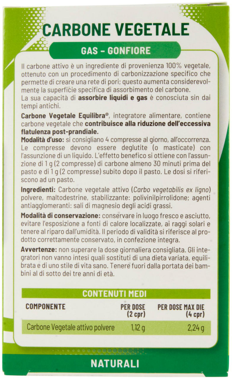 INT.DIETETICO CARBONE VEGETALE  EQUILIBRA SCATOLA 50 COMPRESSE GR.40 - Immagine 21