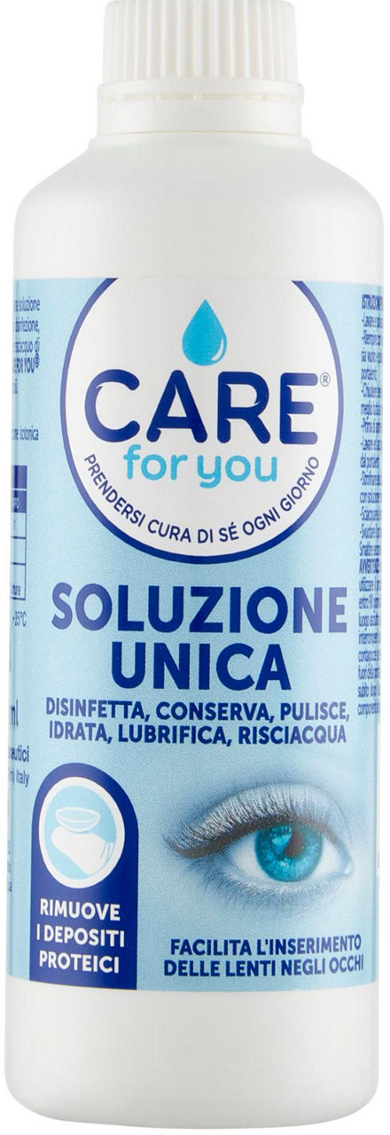 CARE FOR YOU SOLUZIONE UNICA DISINFETTA, CONSERVA, PULISCE, IDRATA