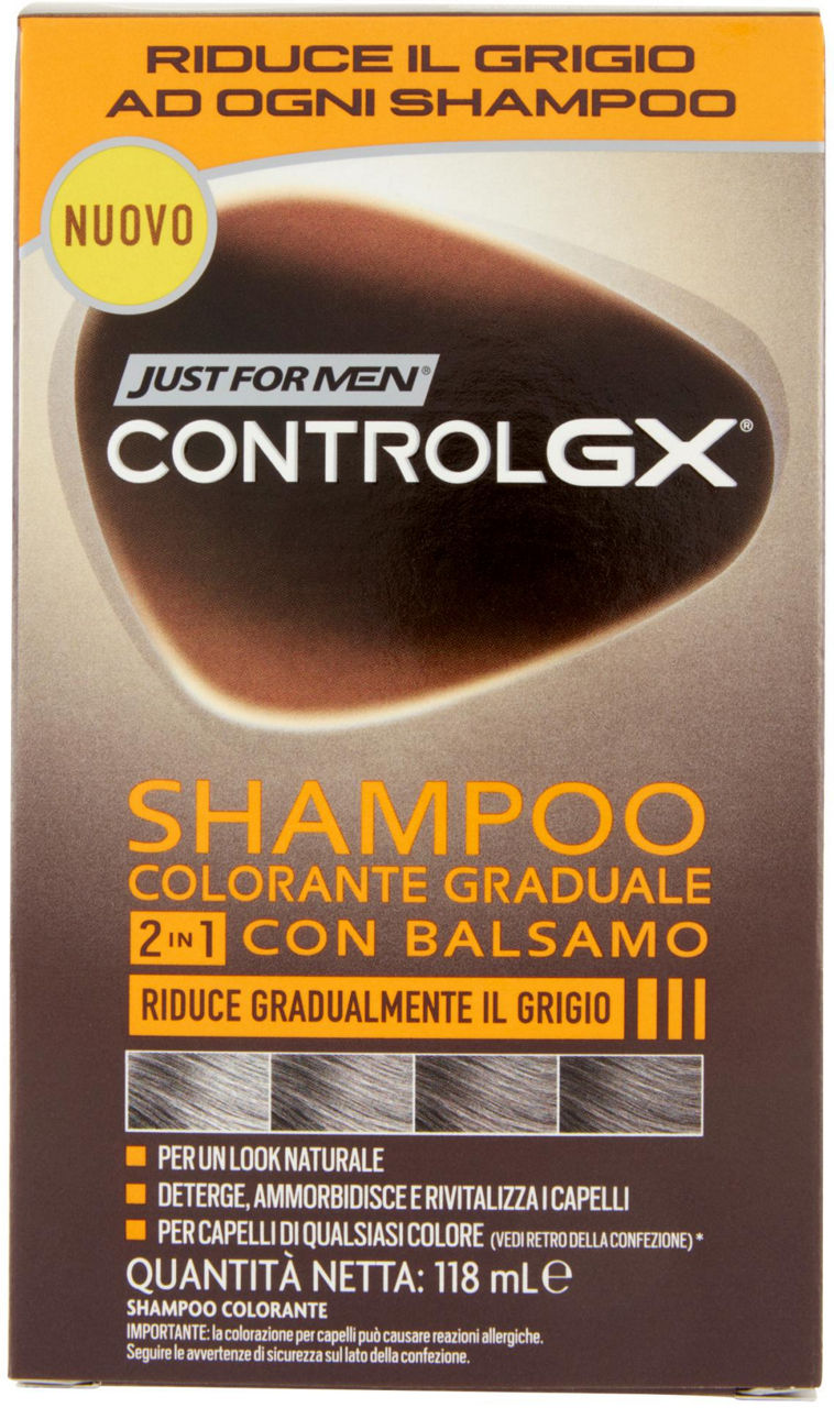 Shampoo colorante con balsamo justformen control gx 2in1 ml 118