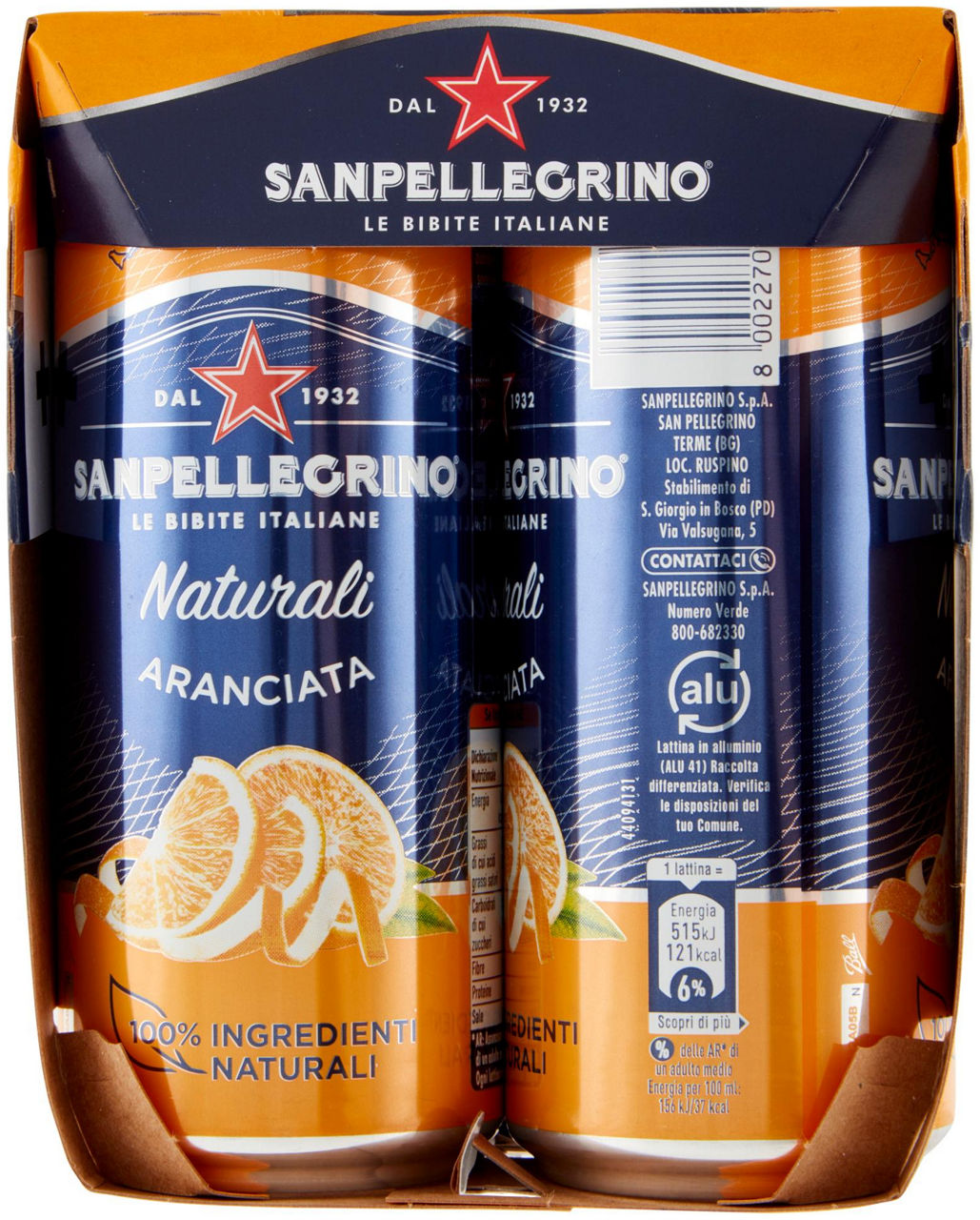 ARANCIATA NATURALE 100% SANPELLEGRINO CLUSTER ML 330 X 4 - Immagine 11