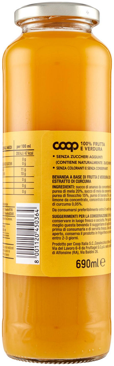 100% FRUTTA E VERDURA GIALLO COOP BOTTIGLIA ML 690 - Immagine 21