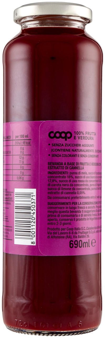 100% FRUTTA E VERDURA VIOLA COOP BOTTIGLIA ML 690 - Immagine 21