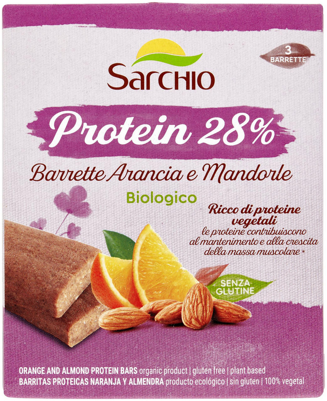 Sg-barrette protein arancia e mandorle bio sarchio g135