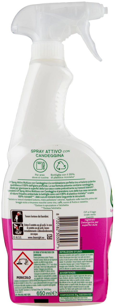 DETERGENTE SUPERFICI SPRAY CIF ATTIVO CANDEGGINA ML 650 - Immagine 21