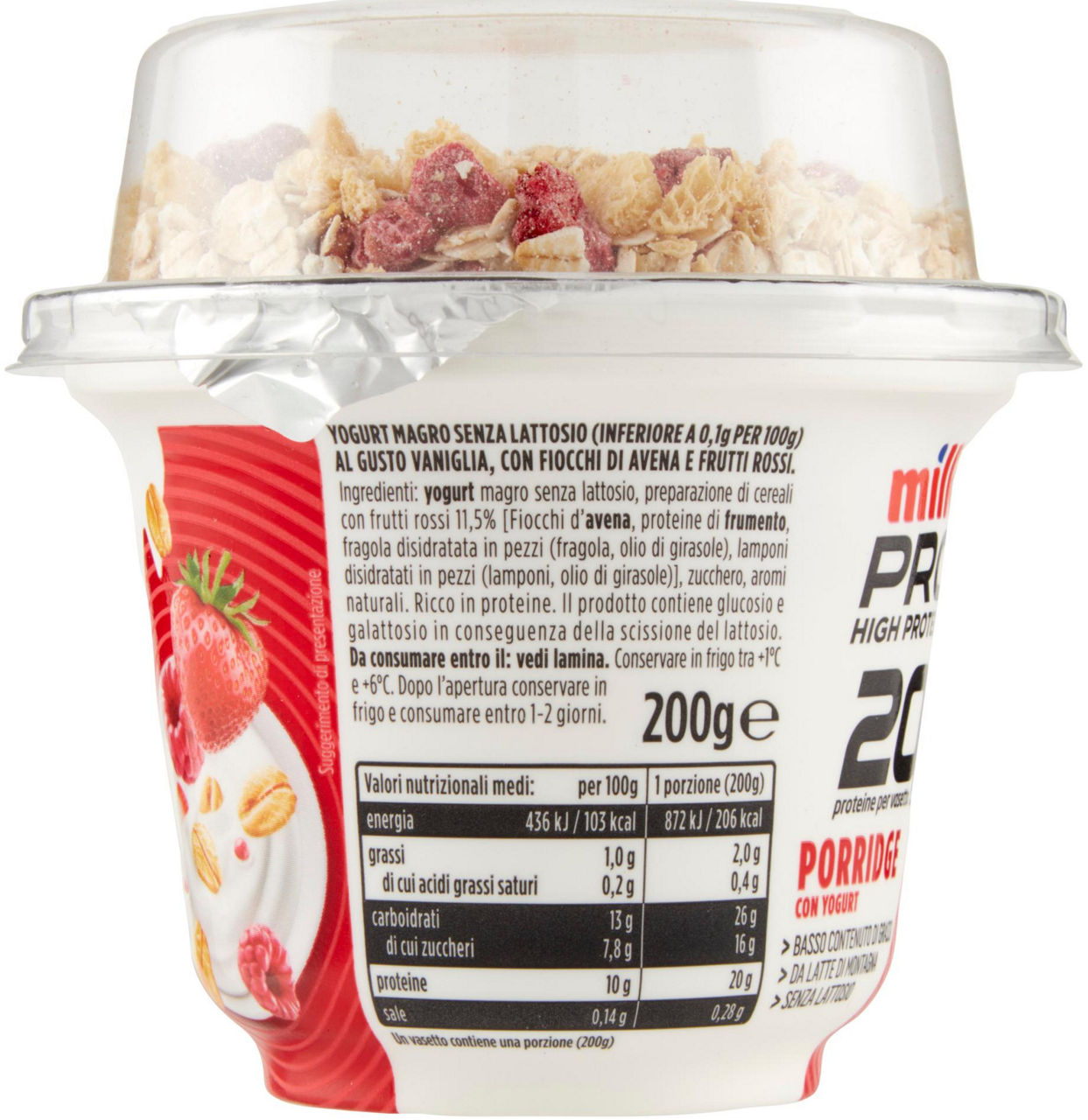 Yogurt proteico versione porridge con avena e frutti rossi 200 gr - Immagine 11