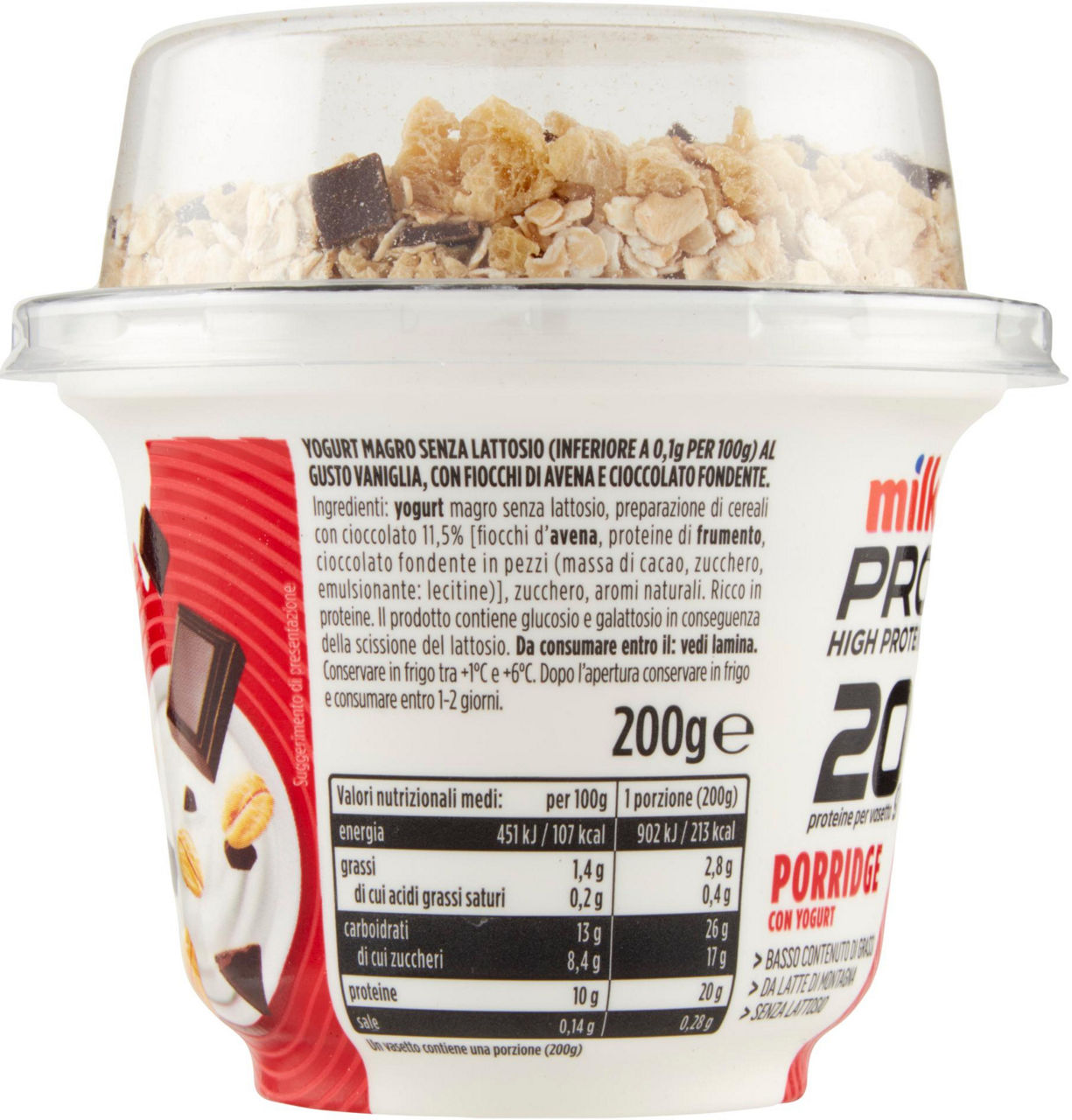 Yogurt magro proteico con fiocchi d'avena e cioccolato 200 gr - Immagine 11